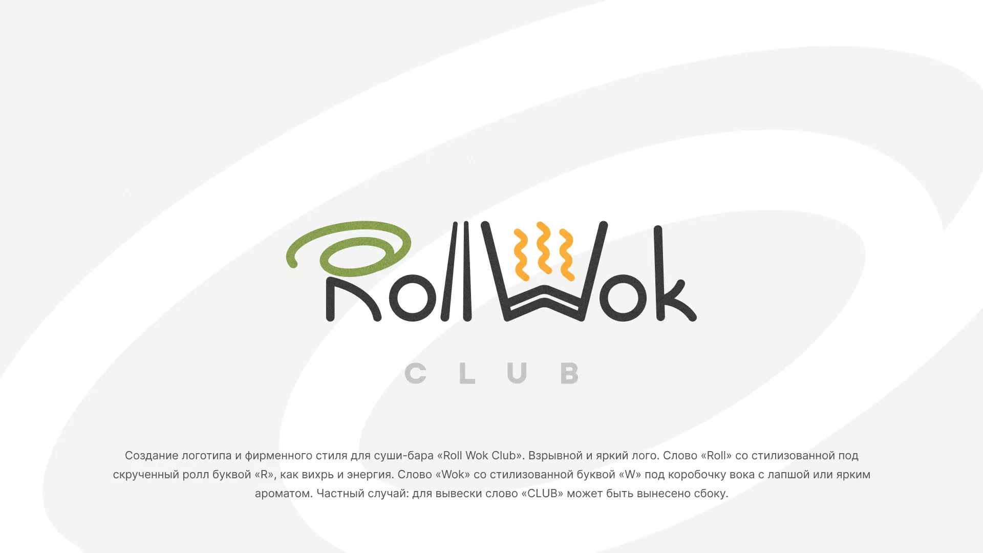 Разработка логотипа и фирменного стиля суши-бара «Roll Wok Club» в Миньяре