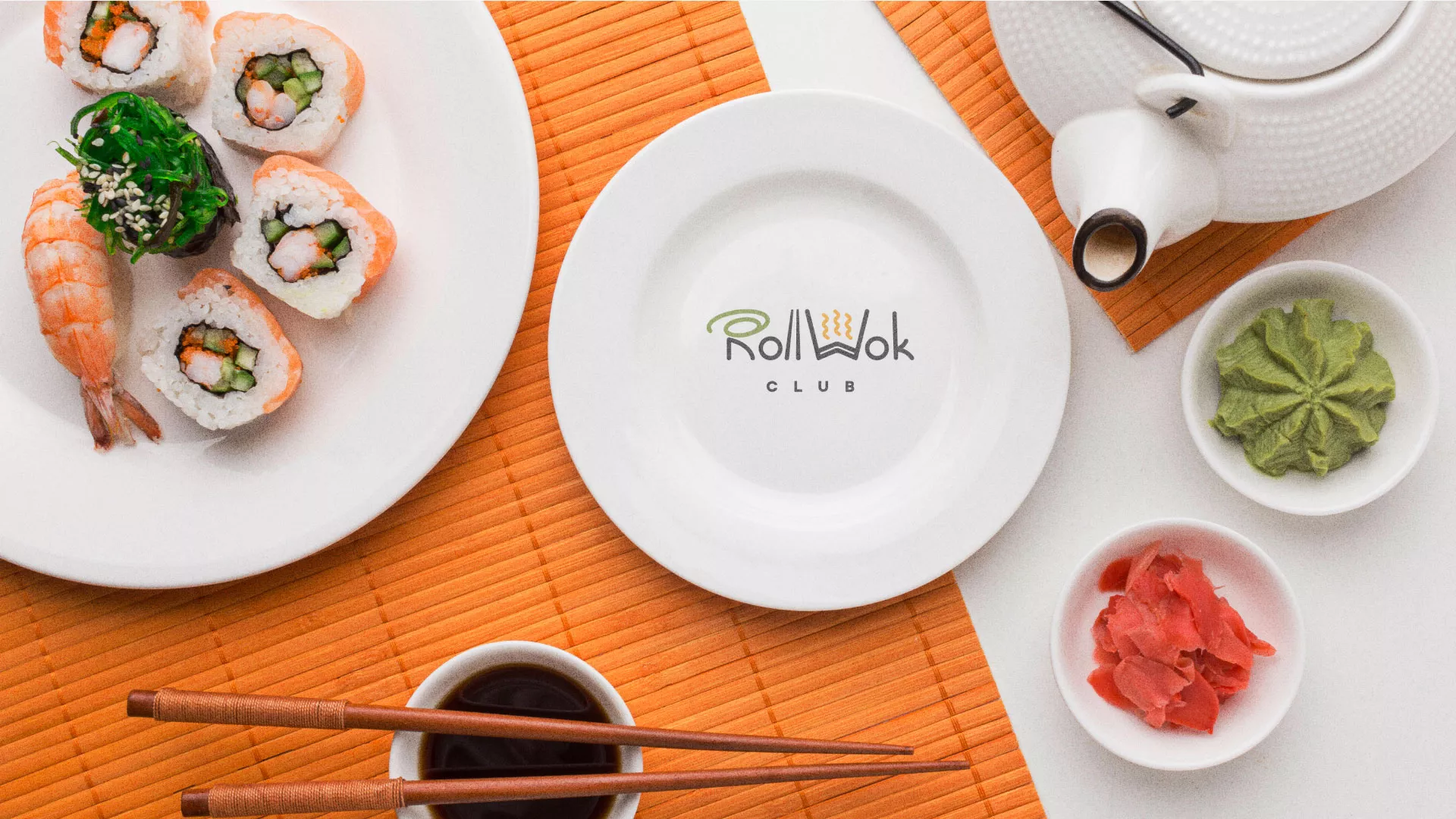 Разработка логотипа и фирменного стиля суши-бара «Roll Wok Club» в Миньяре