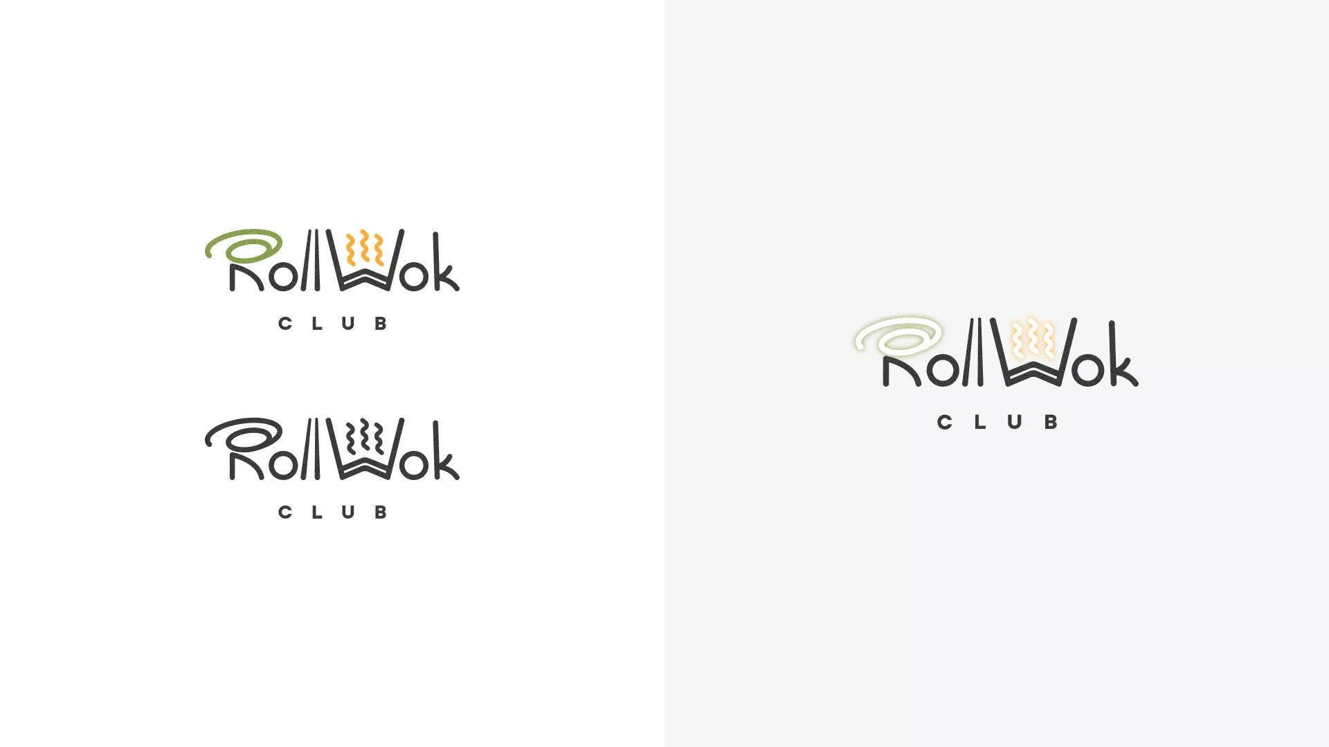 Разработка логотипа и фирменного стиля суши-бара «Roll Wok Club» в Миньяре