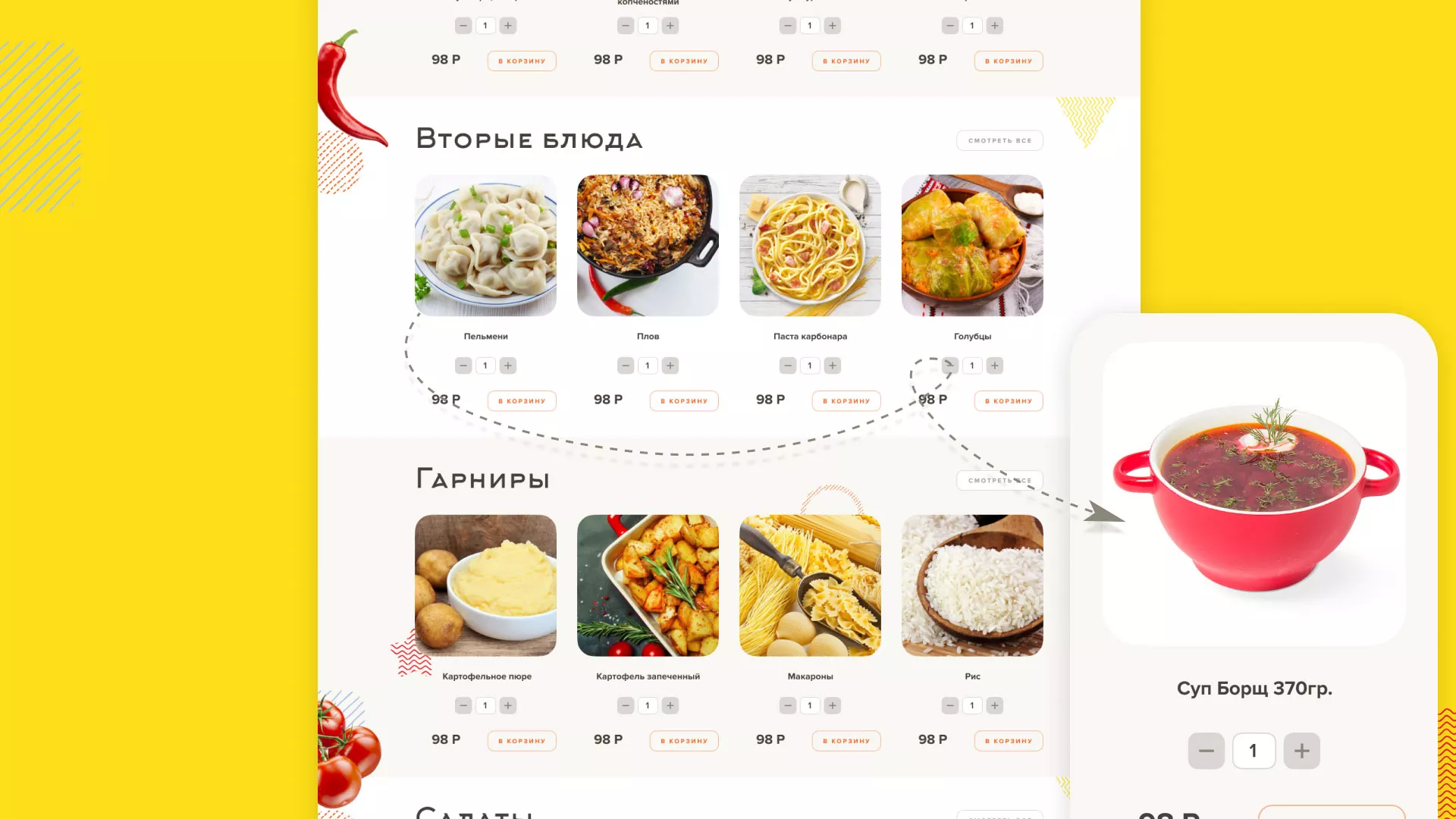 Разработка сайта кафе-столовой «Суп-Мясо-Салат» в Миньяре
